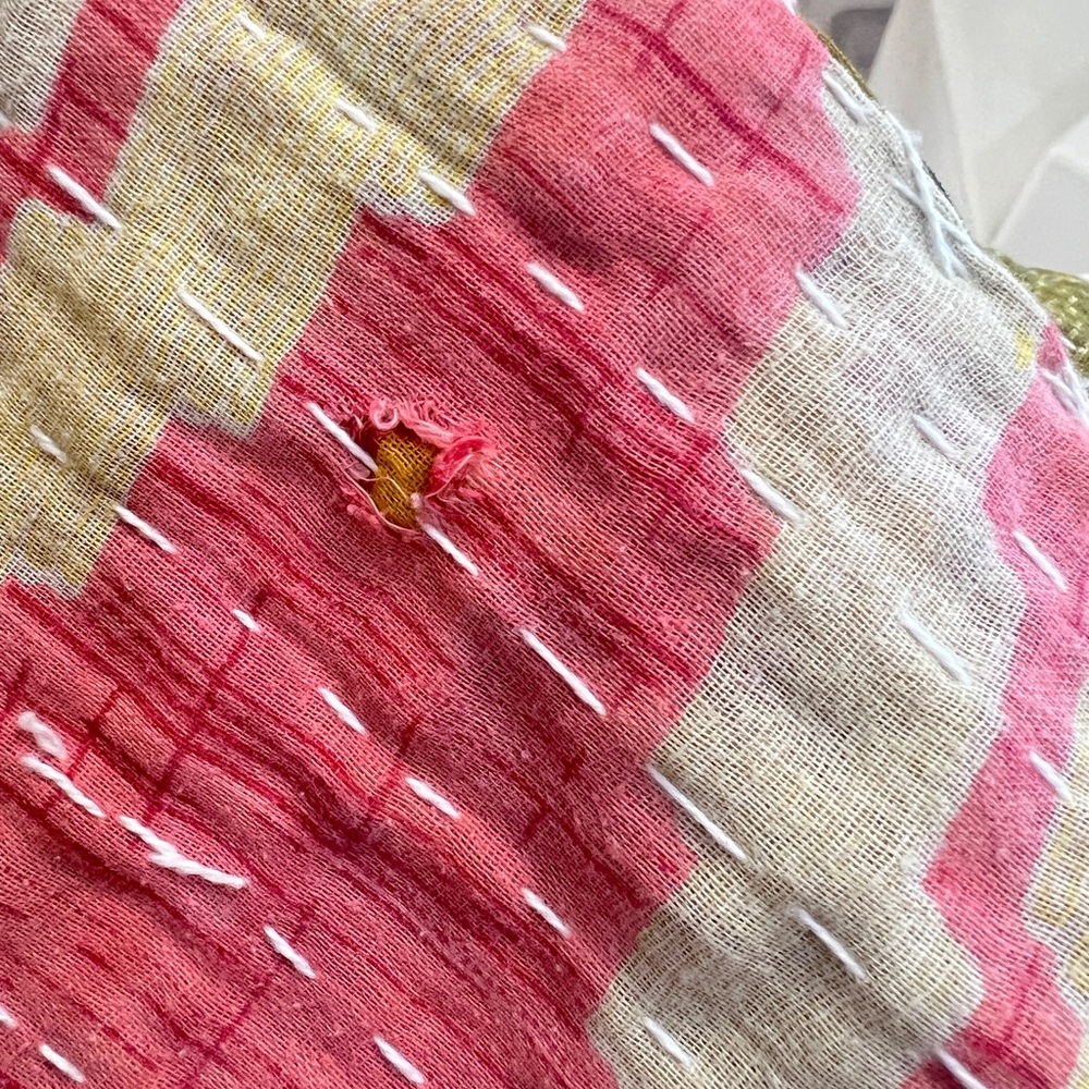 Vintage Kantha Quilt Throw Blanket  80x 47”‎ | Double Sided | Soft Cotton - Picture 3 of 12